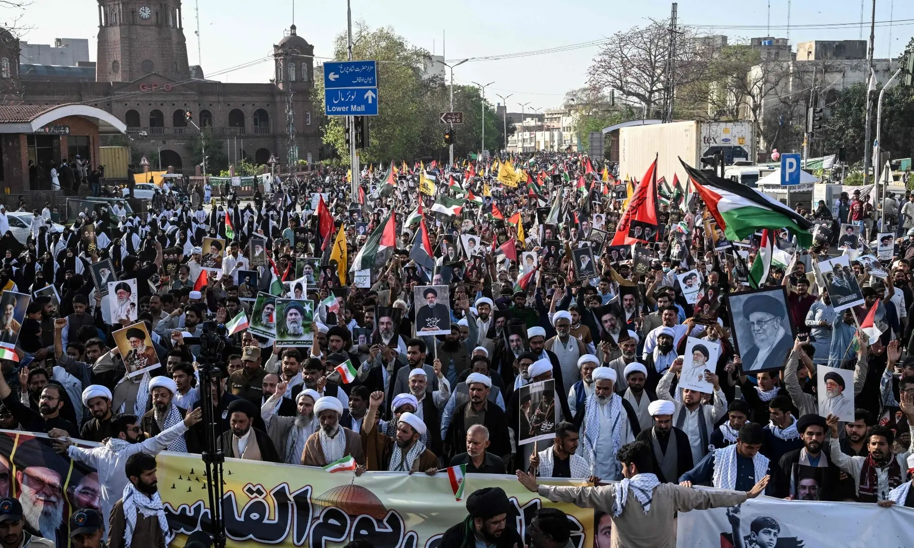 Crowds protest against Israel and the US during a rally to mark Al-Quds Day in Lahore on March 13. &mdash; AFP