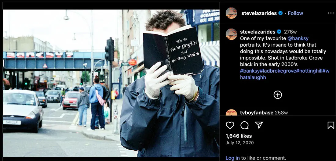  A picture of Banksy posted by his manager. Photo: Steven Lazarides/Instagram 