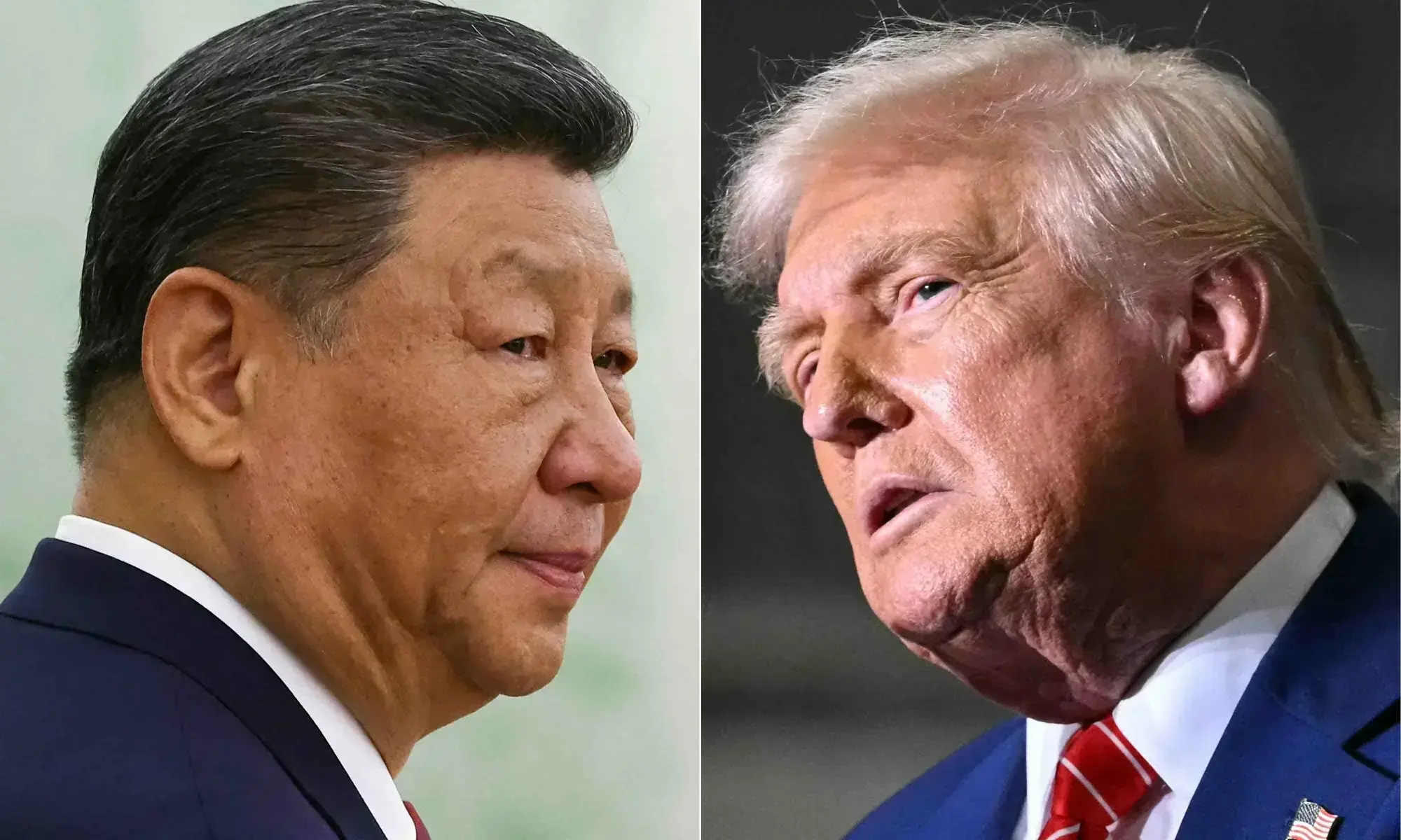 This combination of pictures created on June 05, 2025 shows, L/R, Chinese President Xi Jinping at the Kremlin in Moscow on May 8, 2025 and US President Donald Trump at US Steel - Irvin Works in West Mifflin, Pennsylvania, May 30, 2025. &mdash; AFP/File