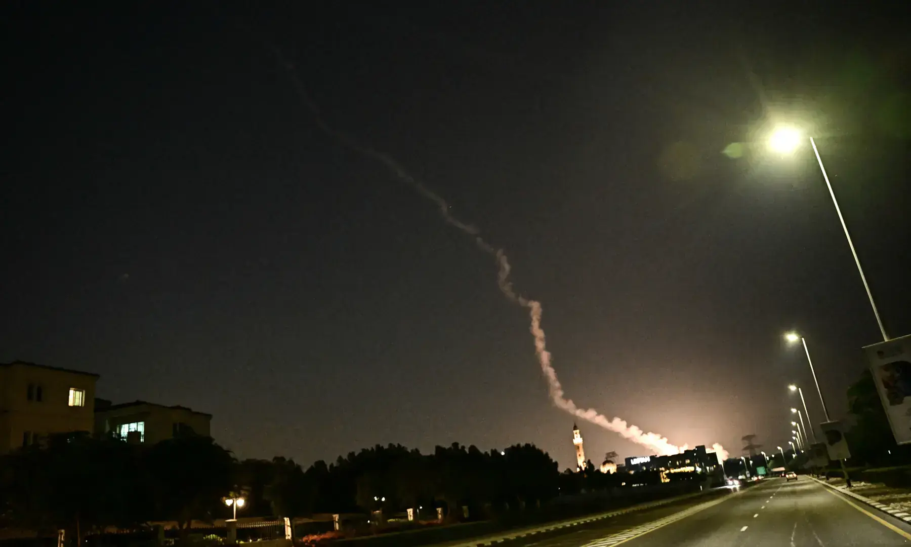 Smoke from a reported rocket interception is seen in the sky over in Dubai on February 28, 2026. &mdash; AFP/ File