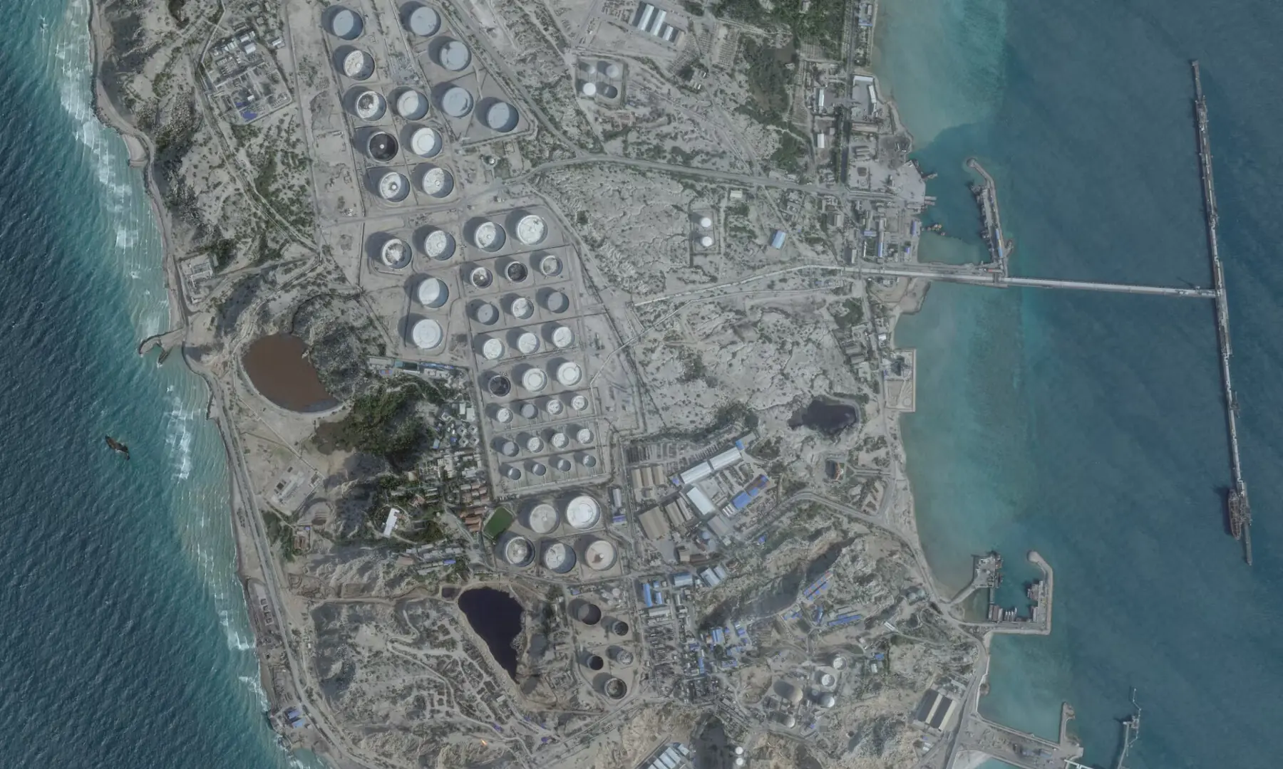 A satellite image shows an oil terminal at Kharg Island, Iran on Feb 25, 2026. &mdash; Planet Labs PBC/Handout via Reuters