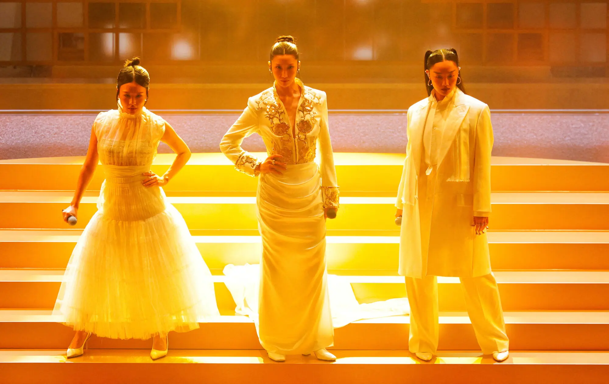 Rei Ami, EJAE, and Audrey Nuna from KPop Demon Hunters perform on stage. Photo: Reuters