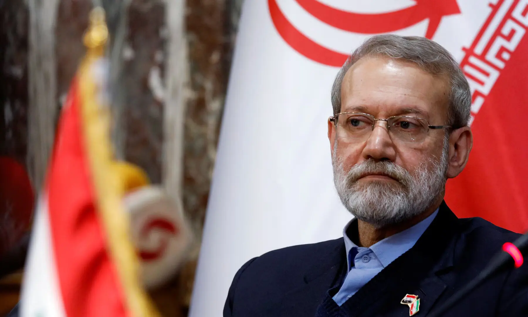  Then-parliament speaker Ali Larijani attends a news conference in Damascus, Syria on Feb 16, 2020. &mdash; Reuters/File 