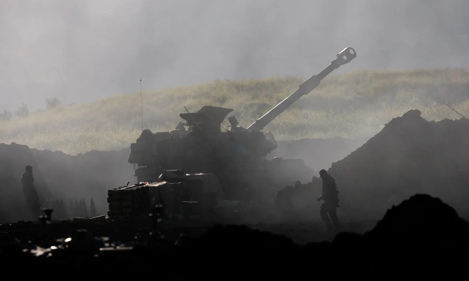 Smoke rises as an Israeli artillery unit fires towards Lebanon, amid escalation between Hezbollah and Israel, on the Israeli side of the Israel-Lebanon border on March 17. &mdash; Reuters