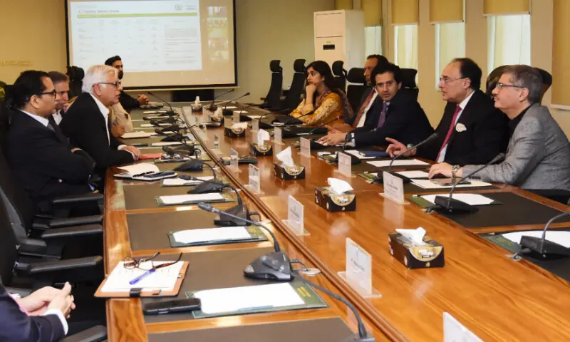 Finance Minister Muhammad Aurangzeb chairs a meeting of the committee formed to monitor petrol prices. &mdash; Photo via X/@Financegovpk