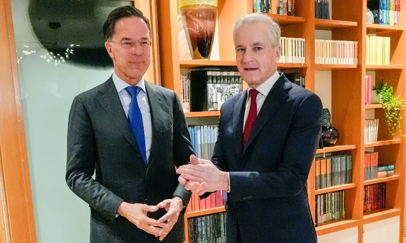 Norway&rsquo;s Prime Minister Jonas Gahr Store (R) meets with NATO Secretary General Mark Rutte during a breakfast meeting at the Prime Minister&rsquo;s residence in Oslo on March 18, 2026. &mdash; AFP