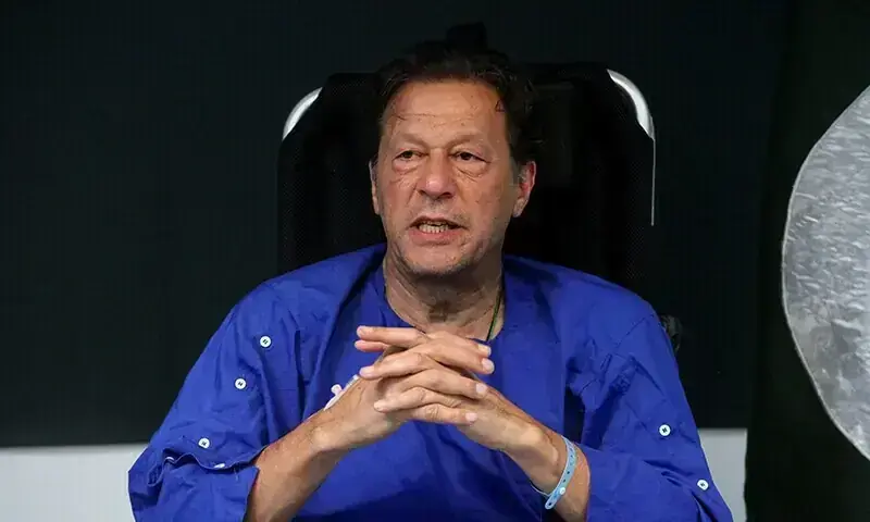 PTI founder Imran Khan addresses a news conference after he was shot during a long march in Wazirabad, at the Shaukat Khanum Memorial Cancer Hospital in Lahore on Nov 4, 2022. &mdash; Reuters/File
