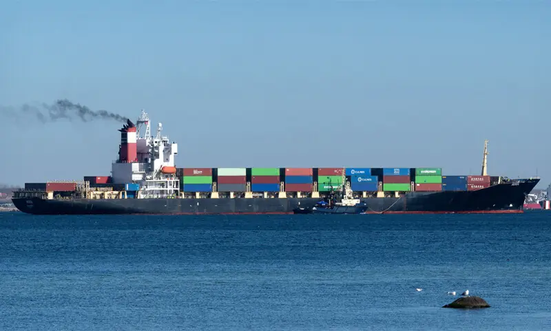 Iranian container ship &lsquo;Nora&rsquo;, which has been held by Denmark since February, is moored in Kalundborg Harbour.&mdash;Reuters