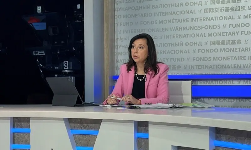 International Monetary Fund spokesperson Julie Kozack speaks to reporters at the IMF&rsquo;s headquarters, ahead of the joint IMF-World Bank annual meetings in Marrakech, Morocco taking place on October 9-15, in Washington, US on September 28, 2023. &mdash; Reuters/File