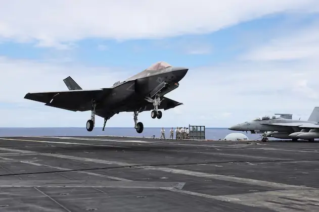 A F-35 jet lands on the runway of the USS Carl Vinson aircraft carrier during the Rim of the Pacific (RIMPAC) military exercises about 100 miles south of Oahu, Hawaii, US July 19, 2024. &mdash; Reuters/ File