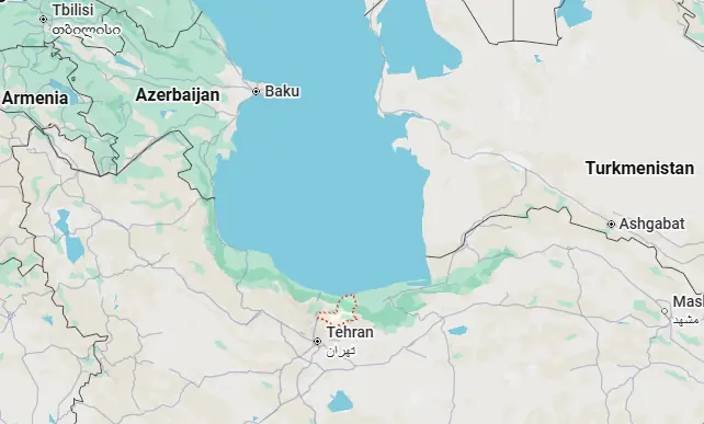  This screengrab shows Nur region (marked with red dotted lines) on the shores of Caspian Sea in northen Iran. 