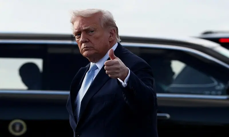 President Donald Trump gestures as he steps from Air Force One upon his arrival in West Palm Beach, Florida, U.S., March 20, 2026. &mdash; Reuters