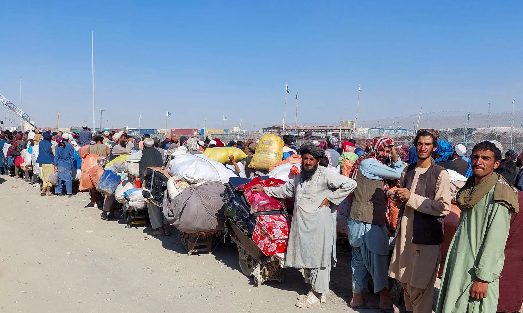 Afghan citizens wait with their belongings to cross into Afghanistan, after Pakistan gives the last warning to undocumented immigrants to leave, at the Friendship Gate of Chaman Border Crossing in Balochistan, in Chaman on Oct 31, 2023. — Reuters/File Afghan citizens wait with their belongings to cross into Afghanistan, after Pakistan gives the last warning to undocumented immigrants to leave, at the Friendship Gate of Chaman Border Crossing in Balochistan, in Chaman on Oct 31, 2023. — Reuters/File