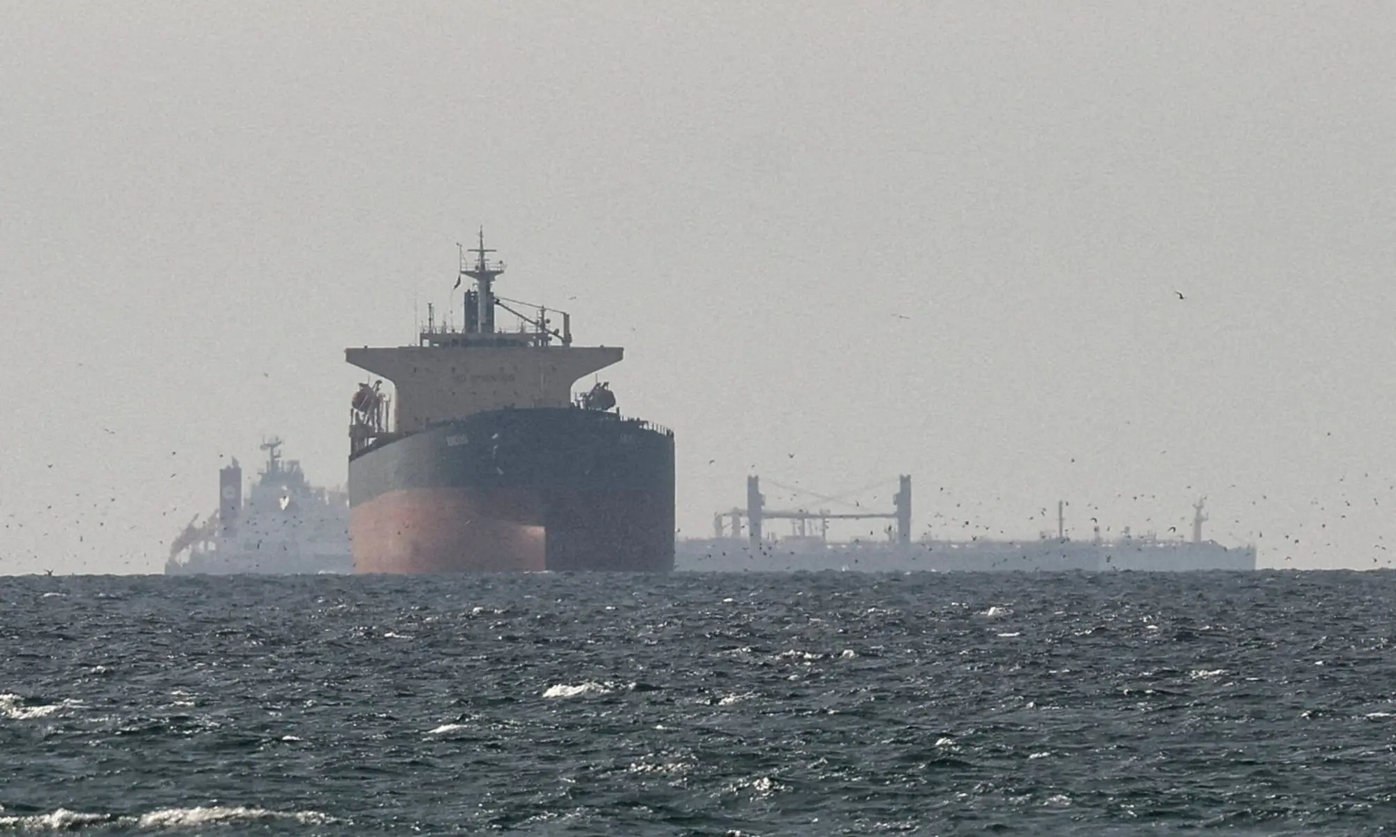 Cargo ships in the Gulf, near the Strait of Hormuz, as seen from northern Ras al-Khaimah amid the US-Israeli war on Iran, in United Arab Emirates, March 11, 2026. &mdash; Reuters