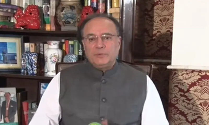Finance Minister Muhammad Aurangzeb delivers a televised address on March 22. &mdash; Screengrab via YouTube/PTV News