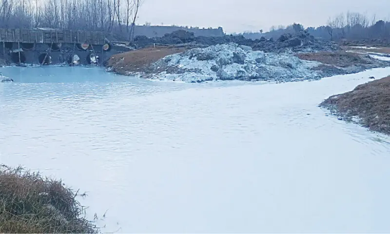 wastewater from marble factories pollutes the river. &mdash; Dawn