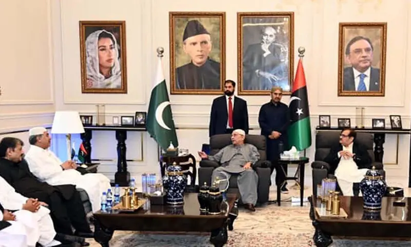 President Zardari meets PPP leaders on the third day of Eid.&mdash;PPI