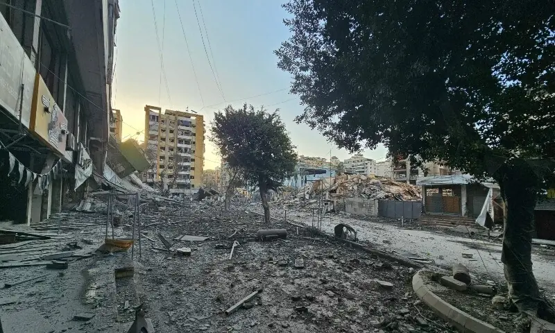 This picture shows the site of an overnight Israeli airstrike in Beirut&rsquo;s southern suburb of Haret Hreik neighborhood on March 24, 2026. &mdash;AFP