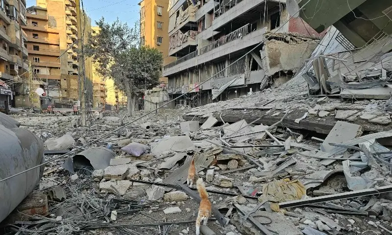 This picture shows the site of an overnight Israeli airstrike in Beirut&rsquo;s southern suburb of Haret Hreik neighborhood on March 24, 2026. &mdash;AFP