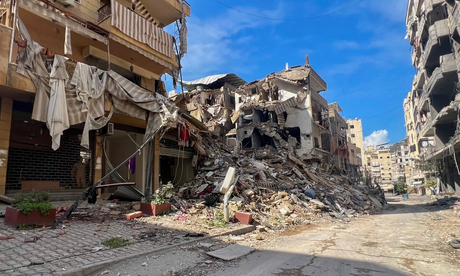 A photo of a building damaged in overnight Israeli strikes, amid an escalation between Hezbollah and Israel, in Beirut&rsquo;s southern suburbs in Lebanon, March 24. &mdash; Reuters