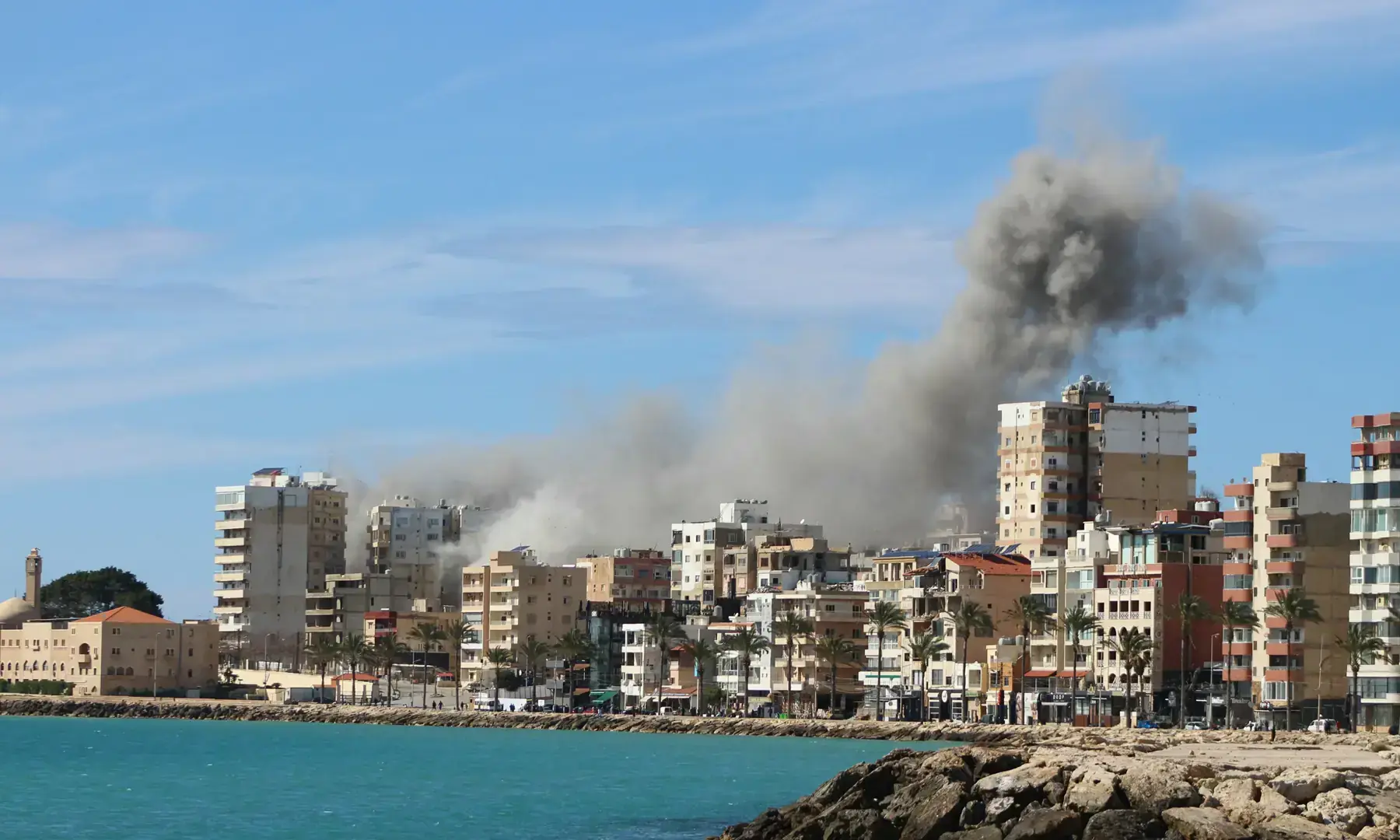 Smoke rises from the site of an Israeli airstrike that targeted the eastern outskirts of the southern Lebanese coastal city of Tyre on March 24, 2026. &mdash; AFP