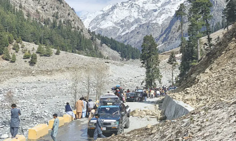 Tourists head for Mahodand Lake in Kalam, Swat. &mdash; Dawn