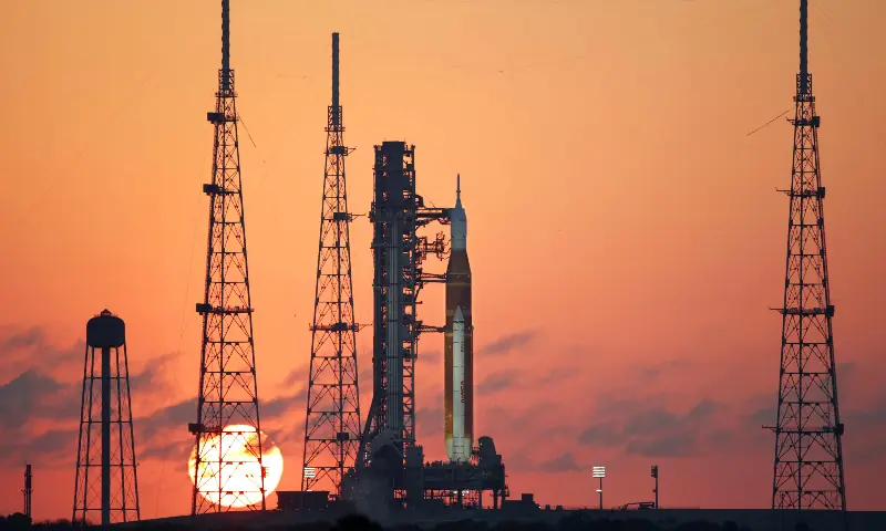 Nasa’s Artemis II Space Launch System (SLS) rocket and Orion spacecraft are seen at sunrise at Launch Pad 39B at the Kennedy Space Centre in Cape Canaveral, Florida on March 24, 2026. — AFP Nasa’s Artemis II Space Launch System (SLS) rocket and Orion spacecraft are seen at sunrise at Launch Pad 39B at the Kennedy Space Centre in Cape Canaveral, Florida on March 24, 2026. — AFP