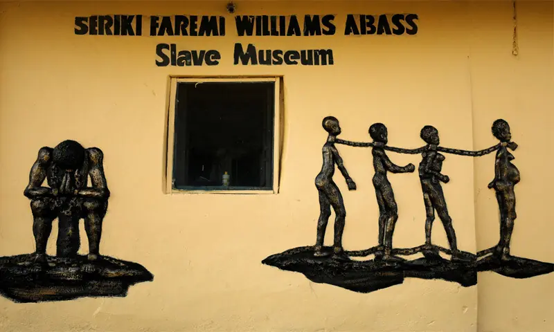 A bas-relief of shackled, enslaved people is embedded on a wall of the Seriki Abass Slave Museum in Badagry, Nigeria.—Reuters/file A bas-relief of shackled, enslaved people is embedded on a wall of the Seriki Abass Slave Museum in Badagry, Nigeria.—Reuters/file