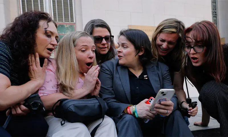Relatives of victims react to news that the jury has found Meta and YouTube liable in the social media addiction trial in Los Angeles.—Reuters Relatives of victims react to news that the jury has found Meta and YouTube liable in the social media addiction trial in Los Angeles.—Reuters