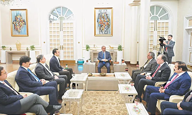 ISLAMABAD: A PPP delegation calls on PM Shehbaz Sharif.—APP ISLAMABAD: A PPP delegation calls on PM Shehbaz Sharif.—APP