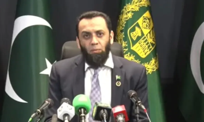 Information Minister Attaullah Tarar addresses a press conference on March 26. — DawnNewsTT Information Minister Attaullah Tarar addresses a press conference on March 26. — DawnNewsTT