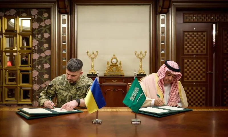 Defense of Ukraine and Saudi Arabia&rsquo;s Ministry of Defense sign an air defense cooperation deal on Friday, March 27. &mdash;Photo courtesy @ZelenskyyUa/X