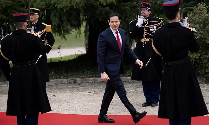 US Secretary of State Marco Rubio arrives for a G7 Foreign Ministers&rsquo; meeting at the Vaux-de-Cernay Abbey in Cernay-la-Ville outside Paris, France on March 27. &mdash; AFP