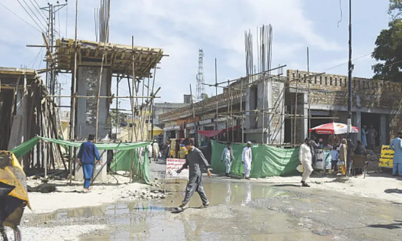 Construction of the gateway to Punja Sahib, Hassanabdal, is in full swing as the Punjab government undertakes a Rs210 million project to facelift the city as a religious tourism destination for Sikhs from across the globe. &mdash; Dawn