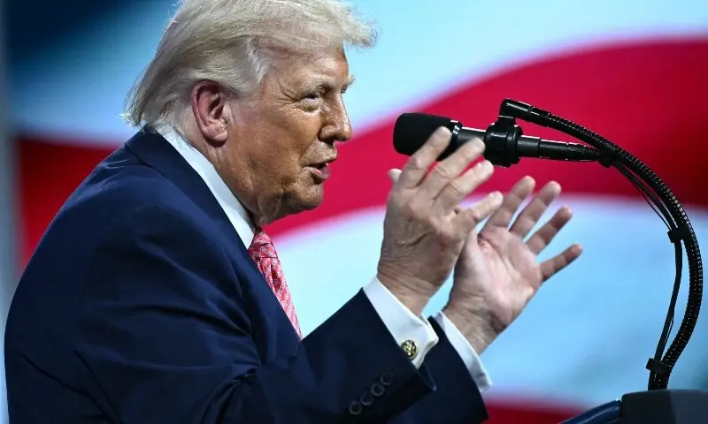 US President Donald Trump speaks during the Future Investment Initiative (FII) Summit in Miami Beach, Florida, on March 27, 2026. &mdash;AFP