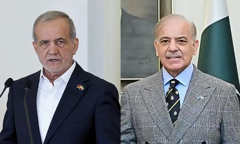 This photo combo shows Prime Minister Shehbaz Sharif (R) and Iranian President Dr Masoud Pezeshkian (L). —Reuters/PID/File This photo combo shows Prime Minister Shehbaz Sharif (R) and Iranian President Dr Masoud Pezeshkian (L). —Reuters/PID/File