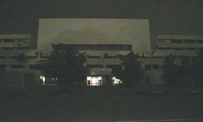 Lights were switched off at the Parliament House building in Islamabad to mark the Earth Hour on Saturday. Earth Hour is a global campaign led by the World Wide Fund for Nature in which individuals, communities and landmarks turn off non-essential lights for one hour to raise awareness about climate change and the need for energy conservation. &mdash; White Star