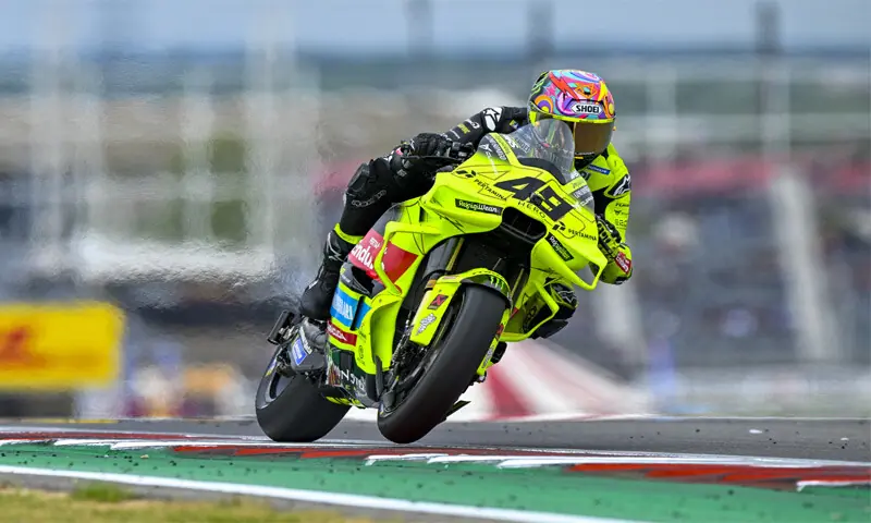 TEAM VR46&rsquo;s Fabio di Giannantonio of Italy competes during the Moto GP United States Grand Prix qualifying at the Circuit of The Americas Austin.&mdash;Reuters
