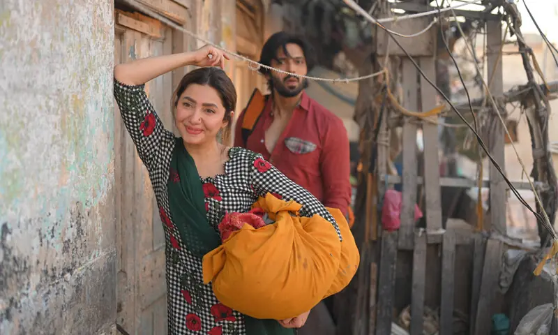 Mahira Khan as Almas and Fahad Mustafa as Barkat in Aag Lagay Basti Mein Mahira Khan as Almas and Fahad Mustafa as Barkat in Aag Lagay Basti Mein
