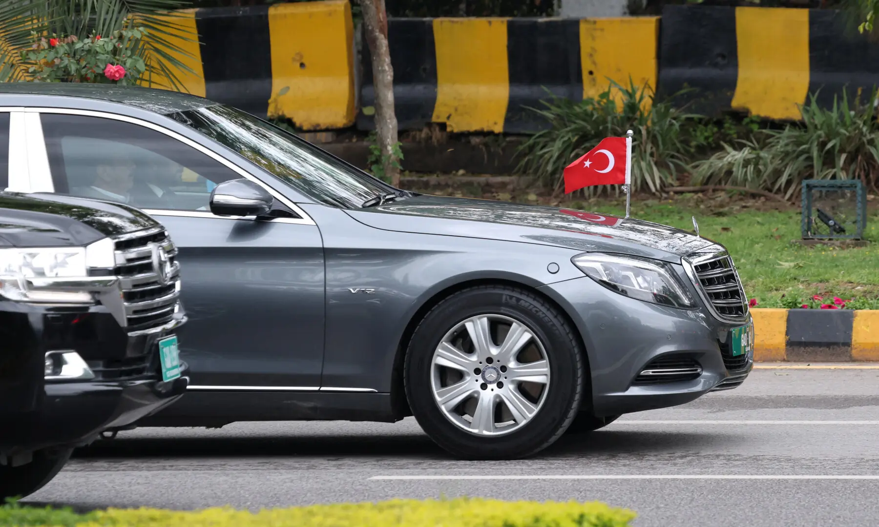 A car believed to be carrying Turkish Foreign Minister Hakan Fidan arrives at the Ministry of Foreign Affairs office in Islamabad on March 29, 2026. &mdash; Reuters