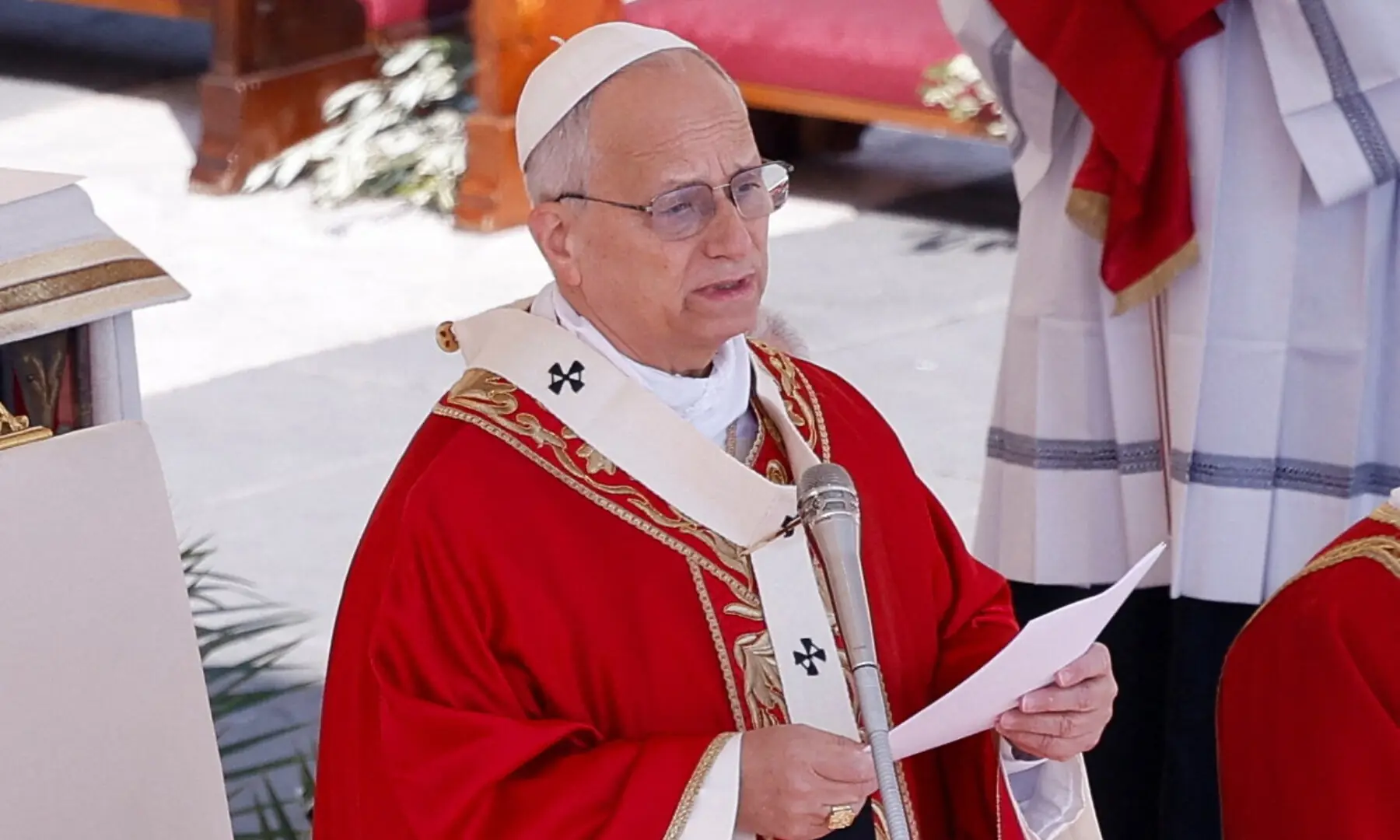 Pope Leo XIV delivers a homily during the Palm Sunday Mass in Saint Peter’s Square at the Vatican on March 29, 2026. — Reuters
