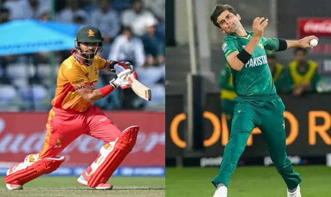 A combination photo of Pakistani pacer Shaheen Shah Afridi and Zimbabwean batter Sikandar Raza. &mdash; AFP/File