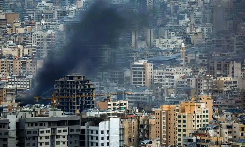 Smoke rises from the site of an Israeli airstrike that targeted an area in Beirut&rsquo;s southern suburbs on March 30, 2026. &mdash;AFP