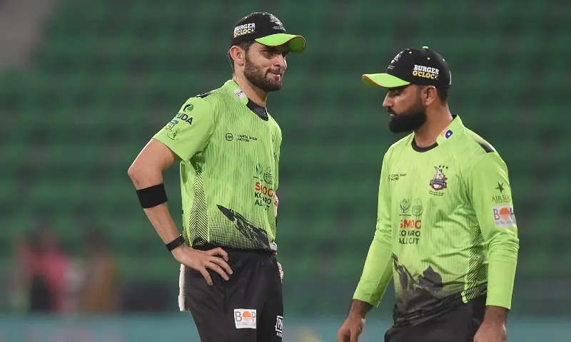 Lahore Qalandars’ captain Shaheen Shah Afridi (L) speaks with teammate Fakhar Zaman (R) during the Pakistan Super League (PSL) T20 match between Karachi Kings and Lahore Qalandars at the Gaddafi Cricket Stadium in Lahore on March 29, 2026. — AFP Lahore Qalandars’ captain Shaheen Shah Afridi (L) speaks with teammate Fakhar Zaman (R) during the Pakistan Super League (PSL) T20 match between Karachi Kings and Lahore Qalandars at the Gaddafi Cricket Stadium in Lahore on March 29, 2026. — AFP