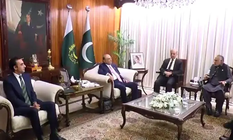 Prime Minister Shehbaz Sharif on Monday called on President Asif Ali Zardari. — DawnNewsTV Prime Minister Shehbaz Sharif on Monday called on President Asif Ali Zardari. — DawnNewsTV