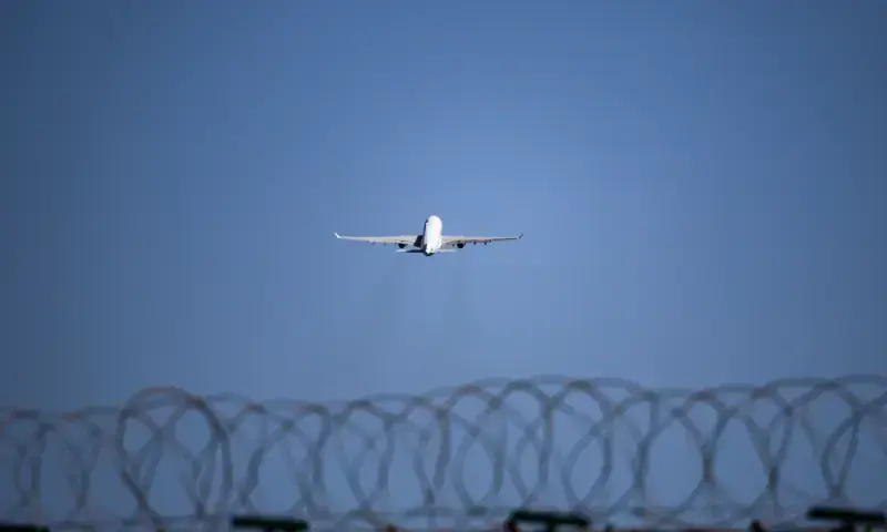 An aircraft flies near RAF Akrotiri, a British sovereign base that was hit by a drone early on Monday, causing limited damage, after sirens sounded, in Cyprus on March 5, 2026. — Reuters/file An aircraft flies near RAF Akrotiri, a British sovereign base that was hit by a drone early on Monday, causing limited damage, after sirens sounded, in Cyprus on March 5, 2026. — Reuters/file