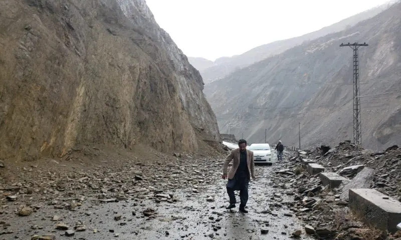The Karakoram Highway is pictured after rainfall on March 31, 2026. &mdash; via author