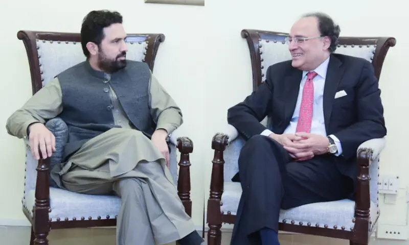 Finance Minister Muhammad Aurangzeb meets with Khyber Pakhtunkhwa Chief Minister Sohail Afridi on March 31, 2026. — Photo via X/@Financegovpk Finance Minister Muhammad Aurangzeb meets with Khyber Pakhtunkhwa Chief Minister Sohail Afridi on March 31, 2026. — Photo via X/@Financegovpk