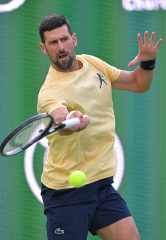 SERBIA’S Novak Djokovic in action during a practice session at the Indian Wells Tennis Garden.—Reuters