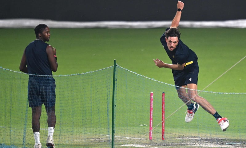 Kolkata: South African pacer Marco Jansen bowls during a practice session at the Eden Gardens on Tuesday.&mdash;AFP